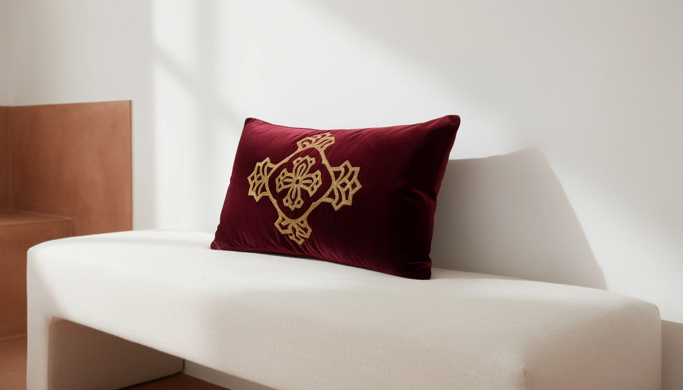 Coussin brodé fil d'or de Rabat