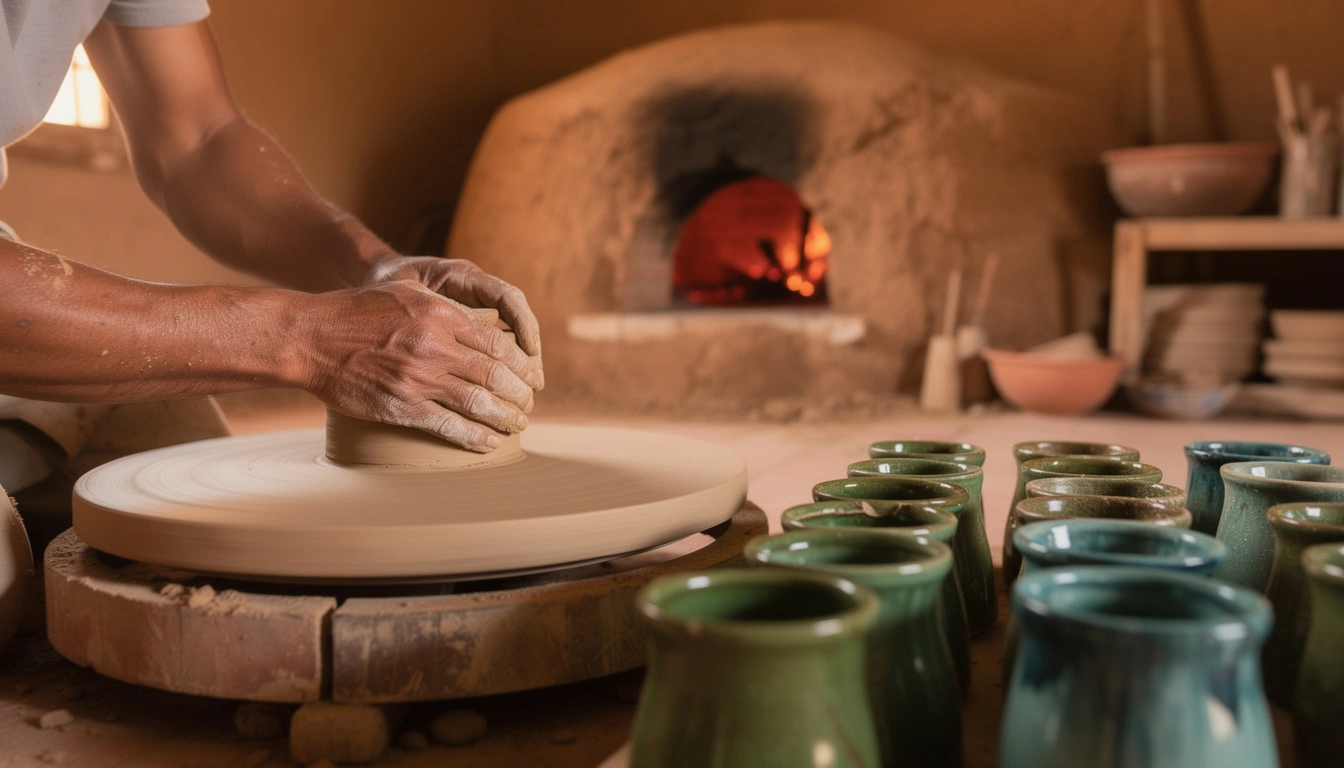 Intérieur d'un atelier de potier traditionnel à Tamegroute