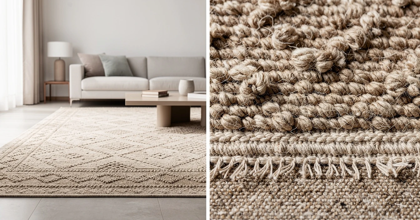 Critères authenticité tapis marocain, détail laine pure et nouage artisanal manuel pour guide achat