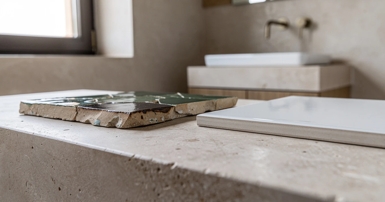 Critères authenticité zellige marocain, détail taille manuelle et émail artisanal pour guide achat