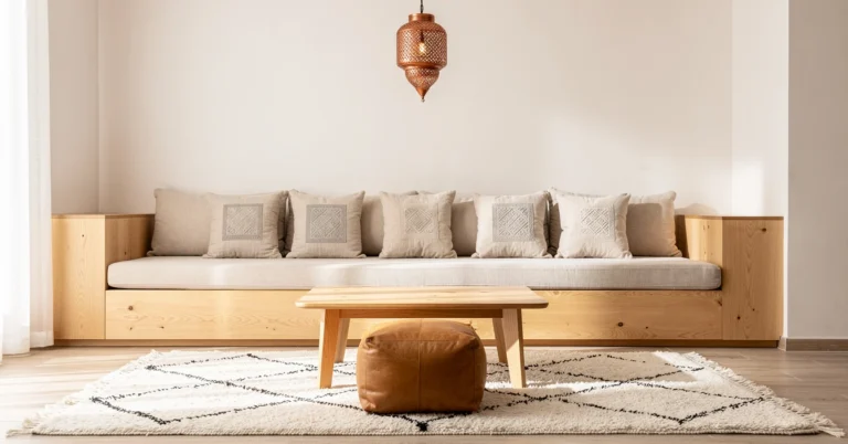 Salon marocain moderne : équilibre tradition contemporain