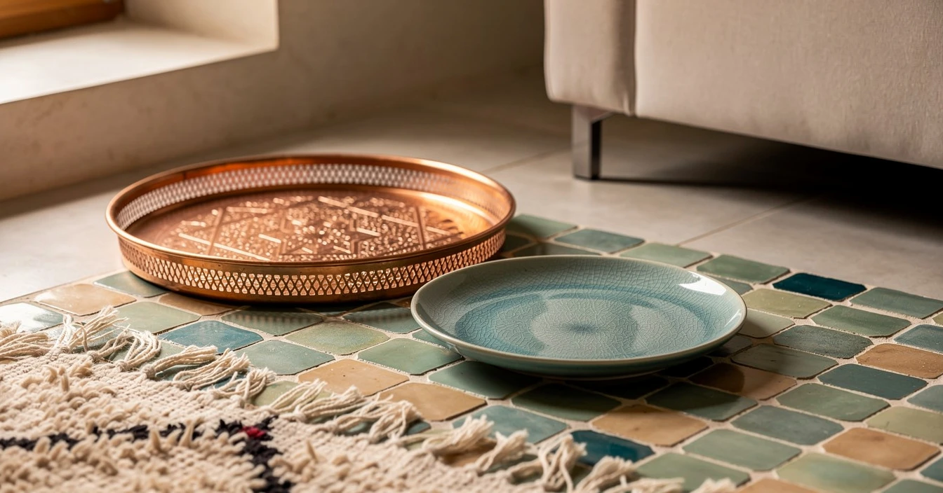 Détails artisanat Marrakech dinanderie cuivre ciselé céramique Fès zellige mosaïques souks