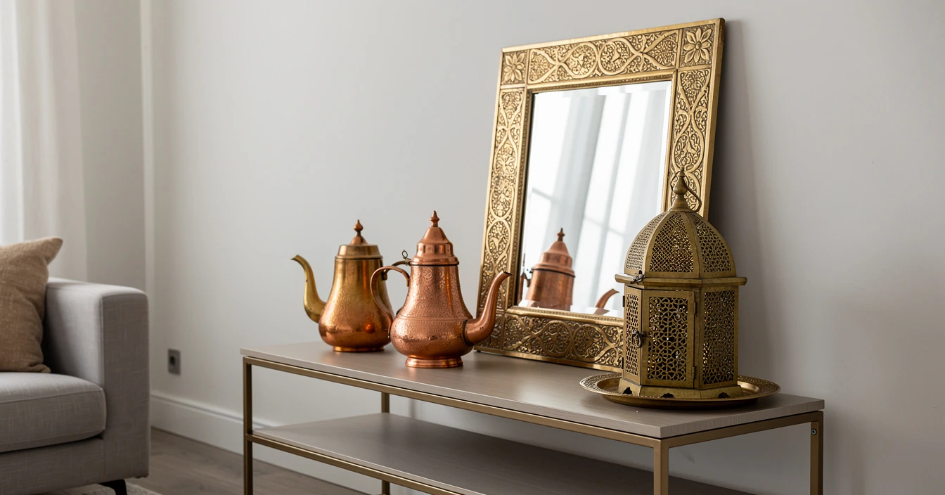 Dinanderie artisanale objets cuivre théière lanterne miroir ciselés main artisanat Fès patrimoine maâlems