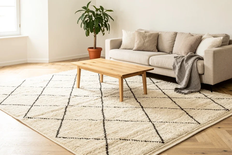 Le tapis berbère noir et blanc, passe-partout chic