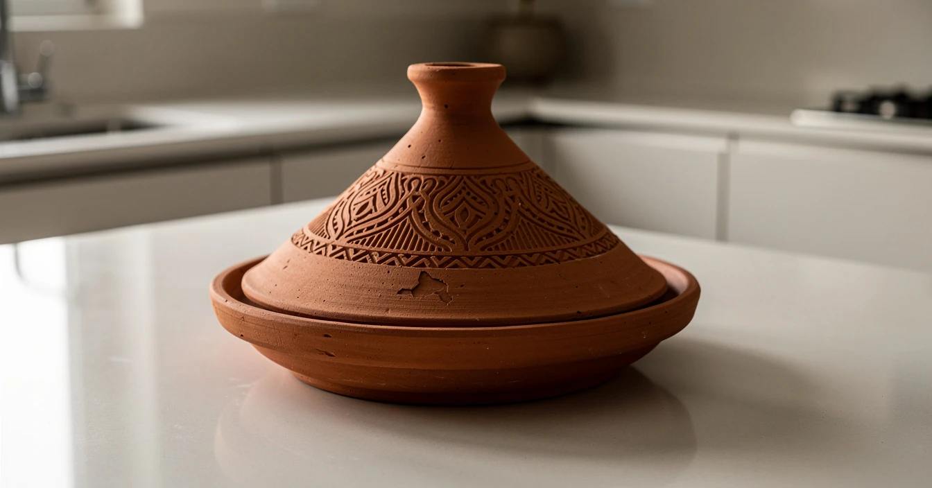 Détails tajine marocain terre cuite brute de Safi artisanat traditionnel