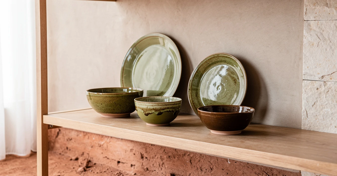 Poterie Tamegroute atelier four traditionnel bois pièces en refroidissement verts olive brun